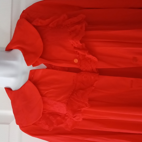 Nancy King red robe and long sleeve nightgown honeymoon vacation romance SZ XL - Picture 4 of 13